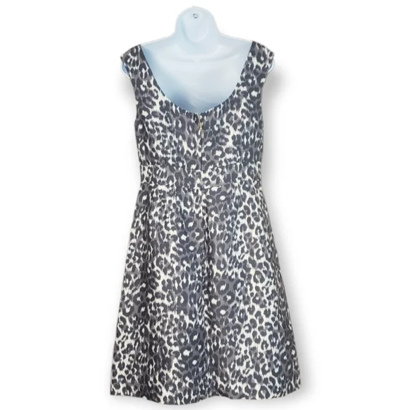 NWOT Kate Spade gray leopard print silk fit & flare dress Womens 4 - Picture 2 of 10